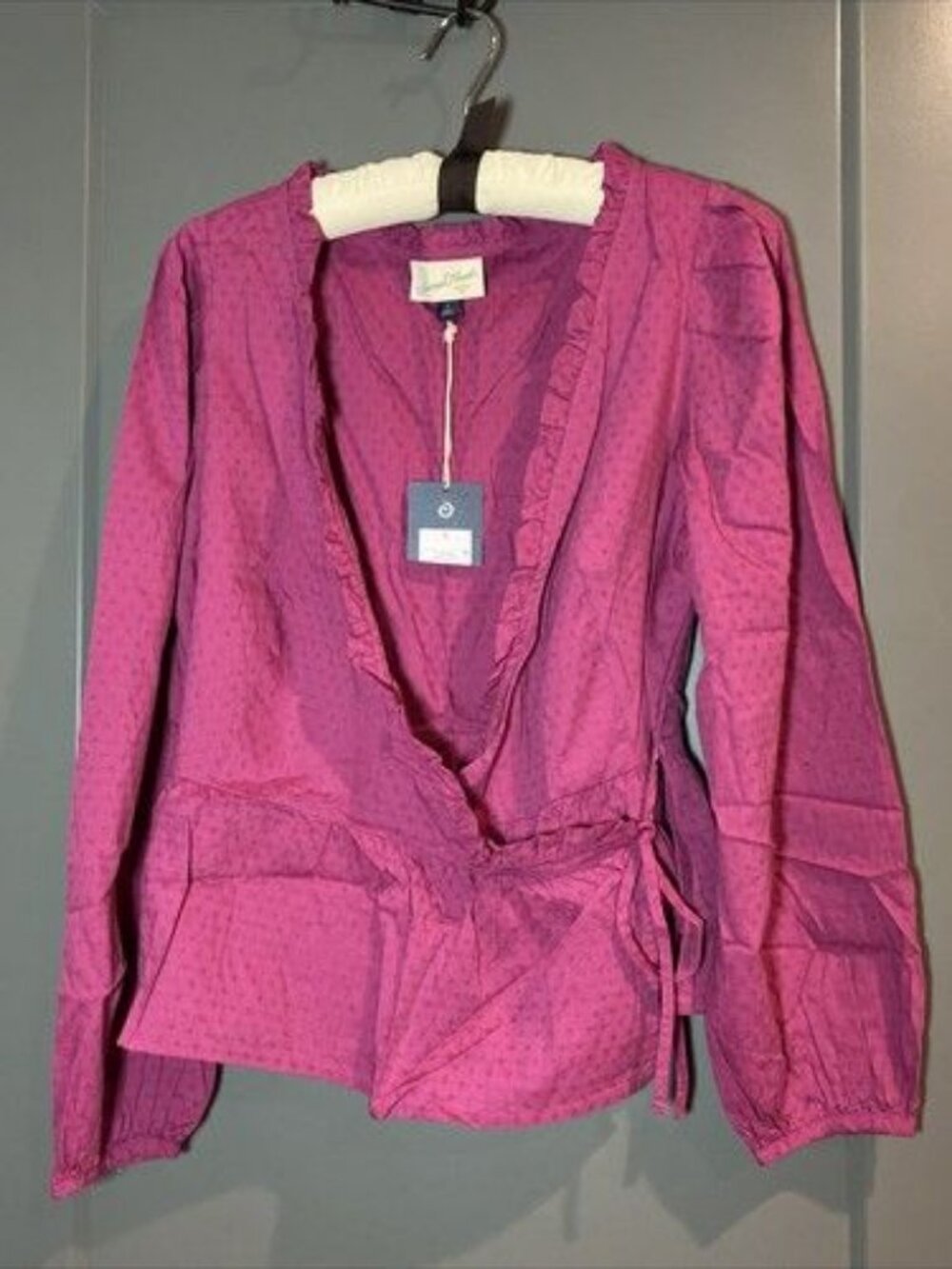 Womens Fushcia pink Long Sleeve Wrap Top Size S Universal Thread